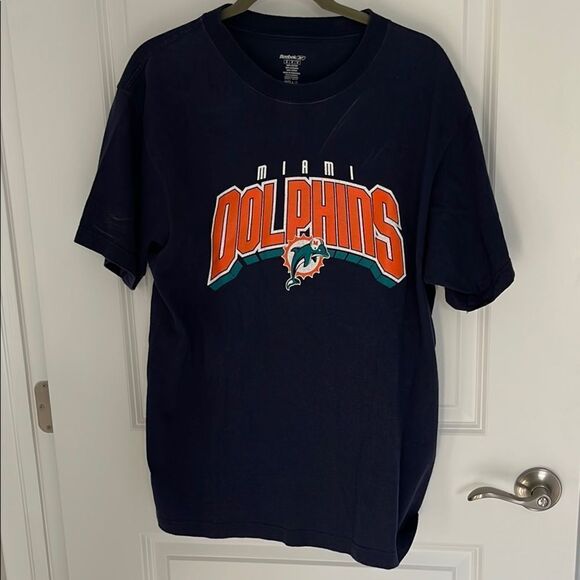 Reebok Authentic Miami Dolphins Navy T-Shirt - Picture 1 of 5